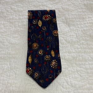 Ermenegildo Zegna Captivating Silk Floral Patterned  Men's Tie Navy Gold Red